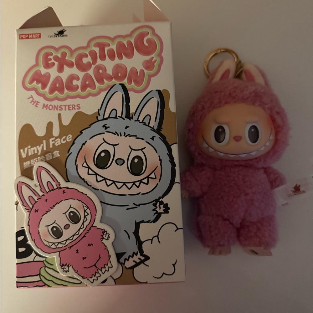 Pop Mart Labubu Exciting Macaron Pink Monster Keychain (REAL)